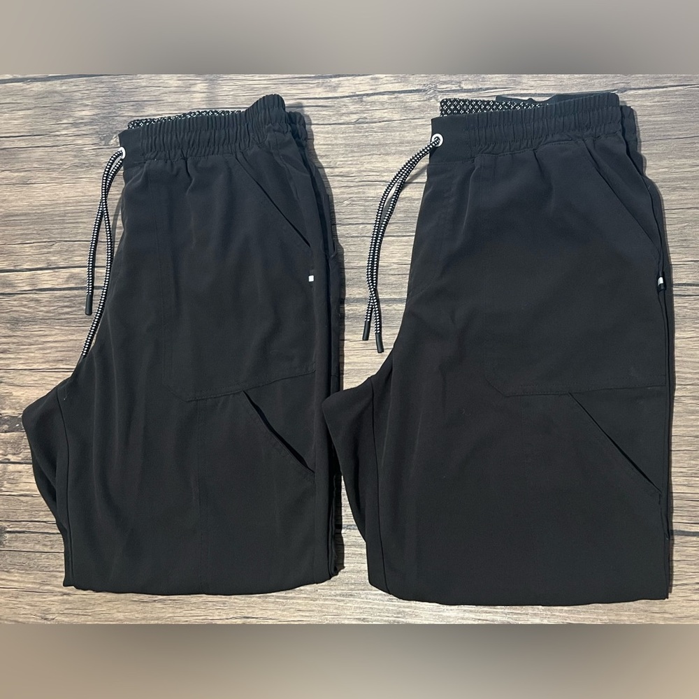 SET OF 2 Beyond Scrubs Women's Black Jogger Scrub Bottoms